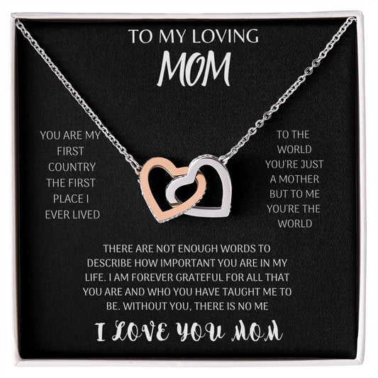 To My Loving Mom- Interlocking Hearts Necklace