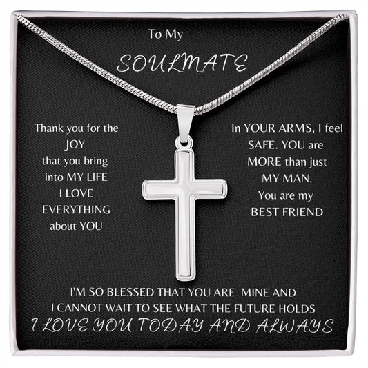 To My Soulmate- Cross Necklace